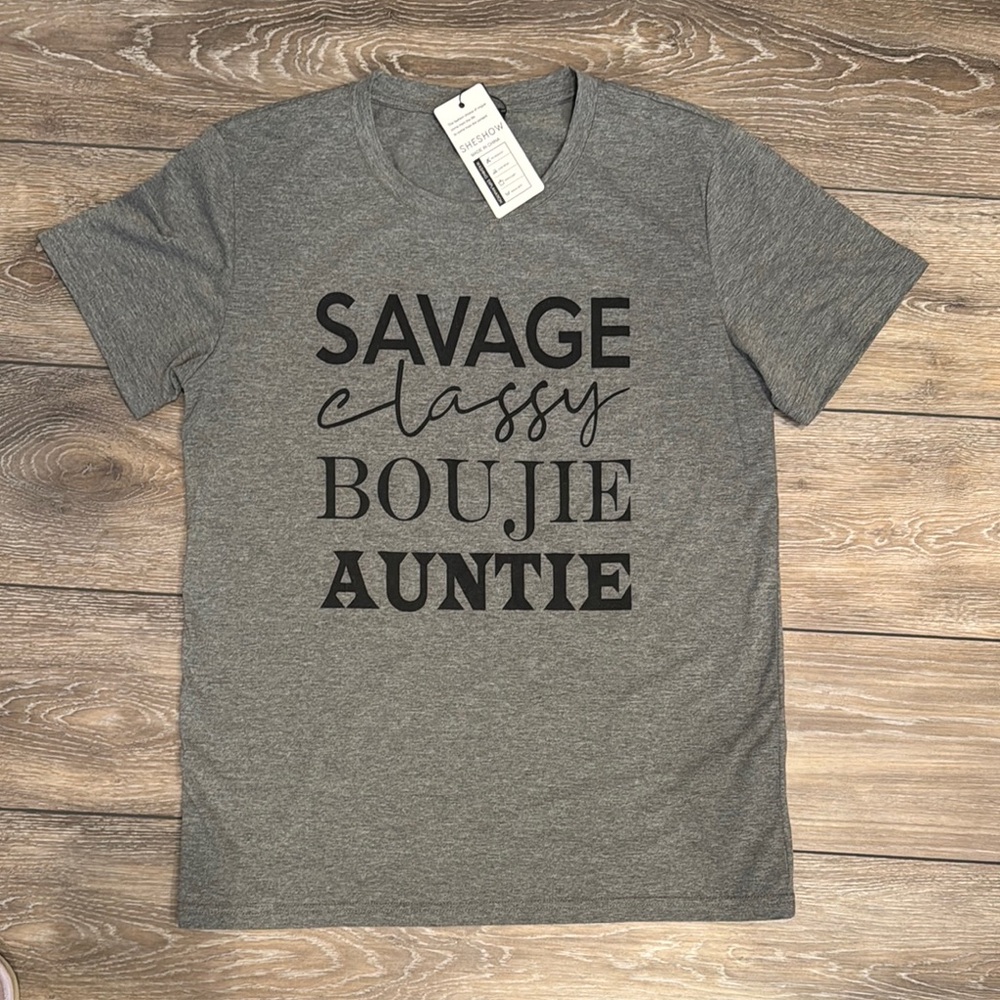 Gray Graphic Tee Auntie